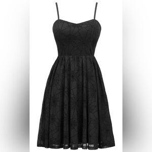 Halloween spooky goth spiderweb dress with pockets M